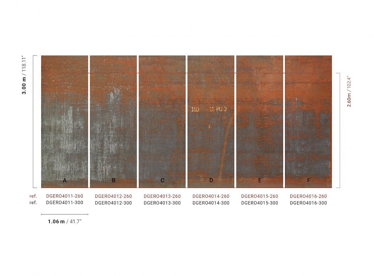 DGERO4011-4016 Corrosion Rust Mural by Masureel