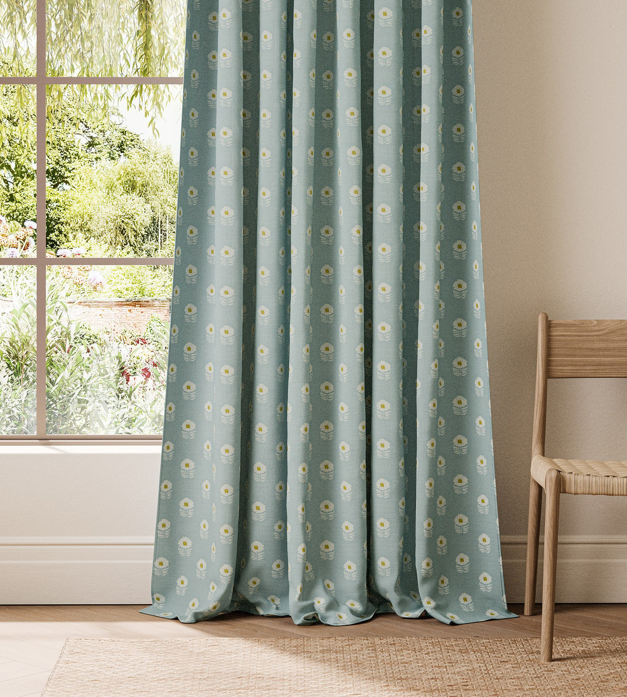 NPOF134848 Ditsy Daisy Powder Blue Pomona Fabric by Scion