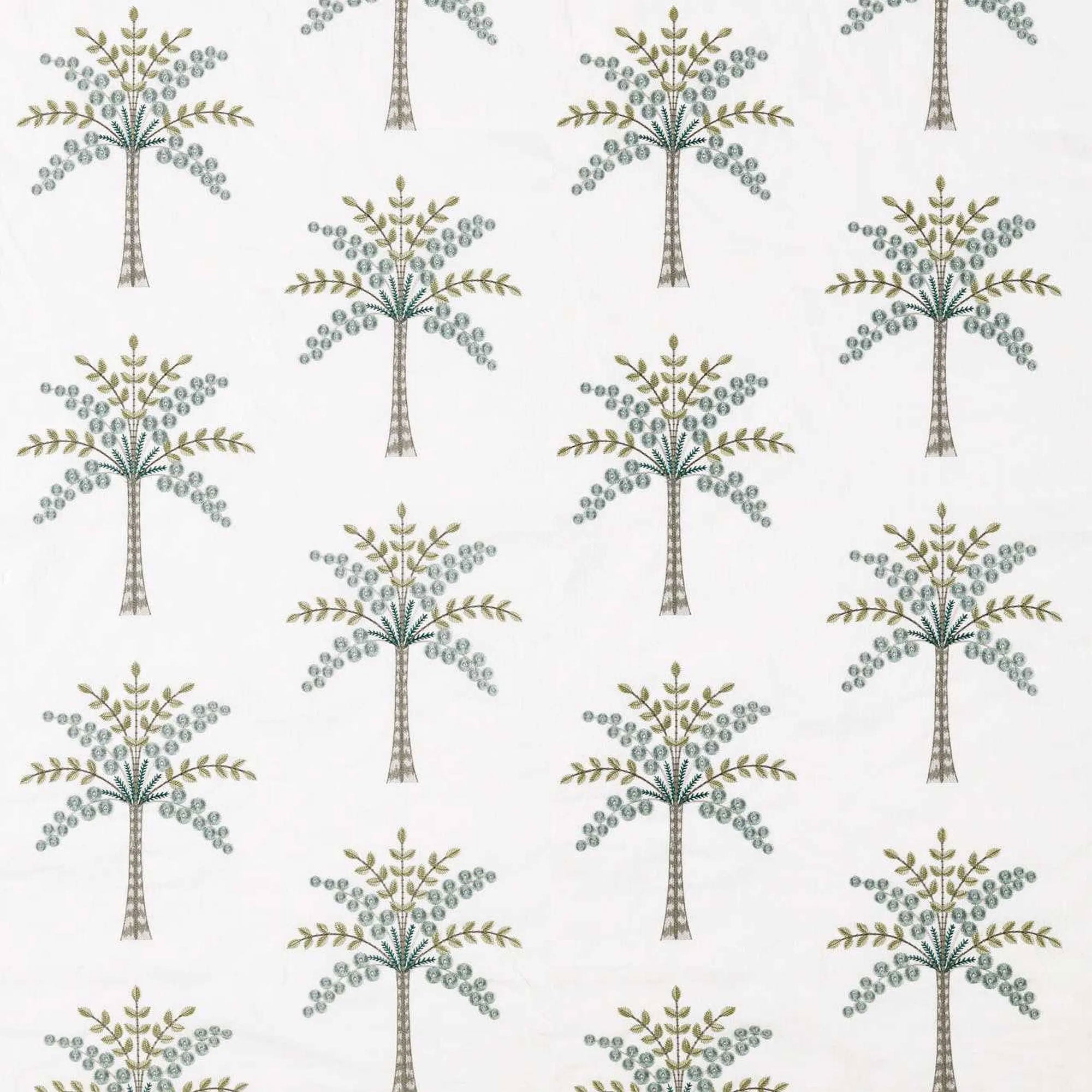 DPGR236323 Curios Palm Grove Embroidery Teal/Green Fabric by Sanderson