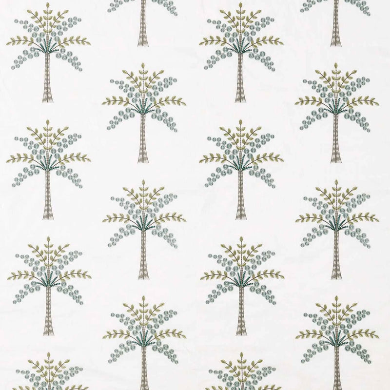 DPGR236323 Curios Palm Grove Embroidery Teal/Green Fabric by Sanderson