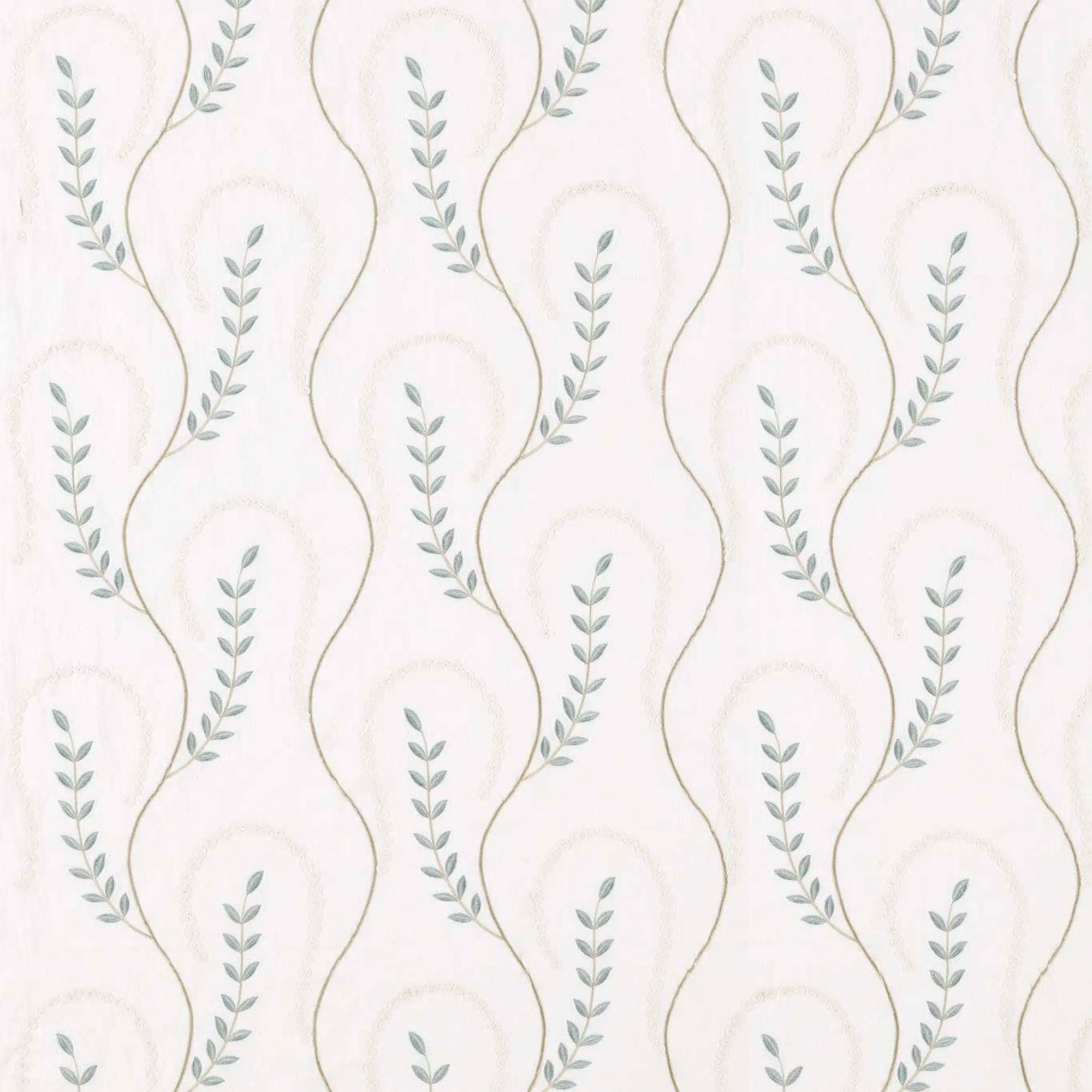 DPGR236331 Curios Chamomile Trail Teal/Green Fabric by Sanderson
