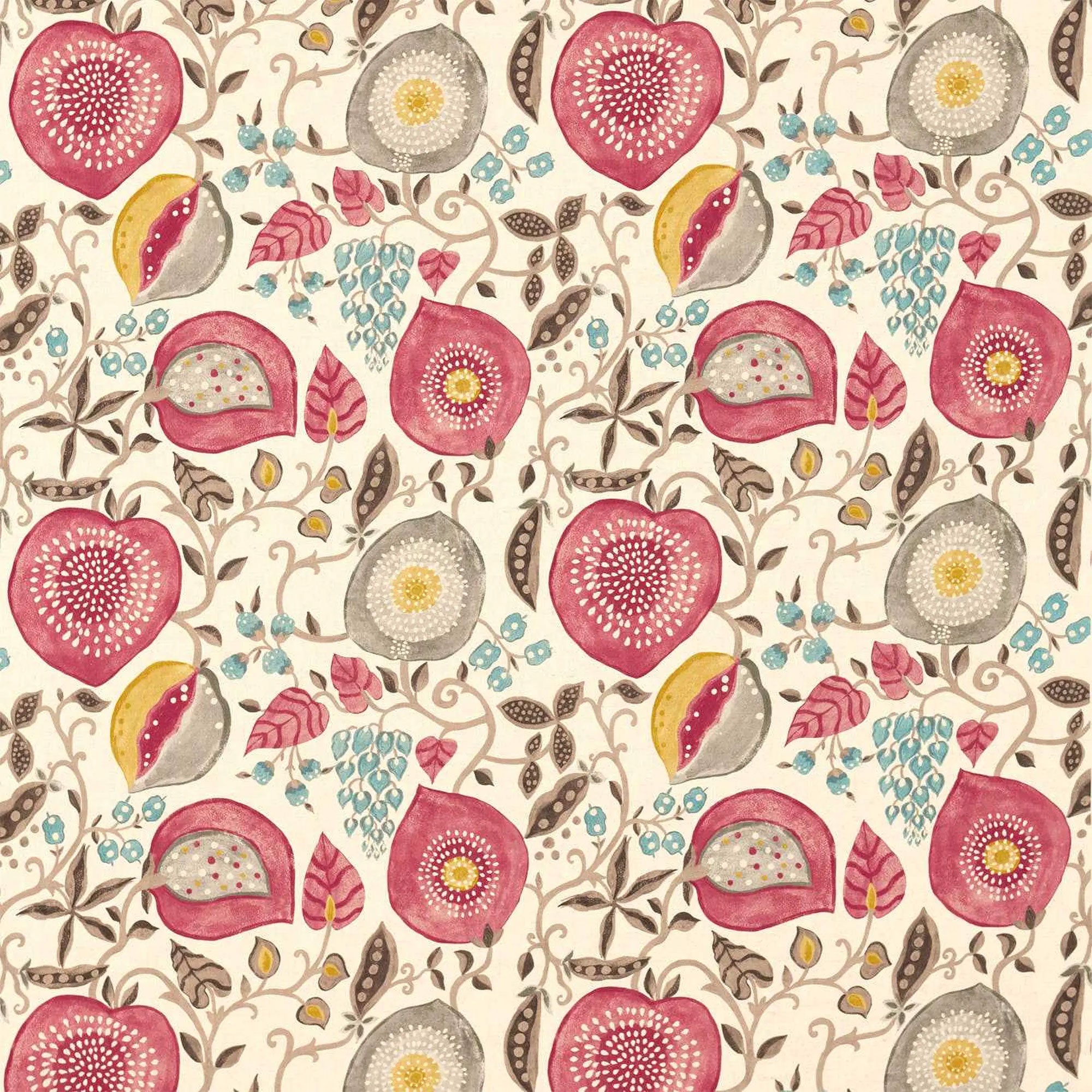 DSOH225357 Curios Peas & Pods Cherry/Linen Fabric by Sanderson
