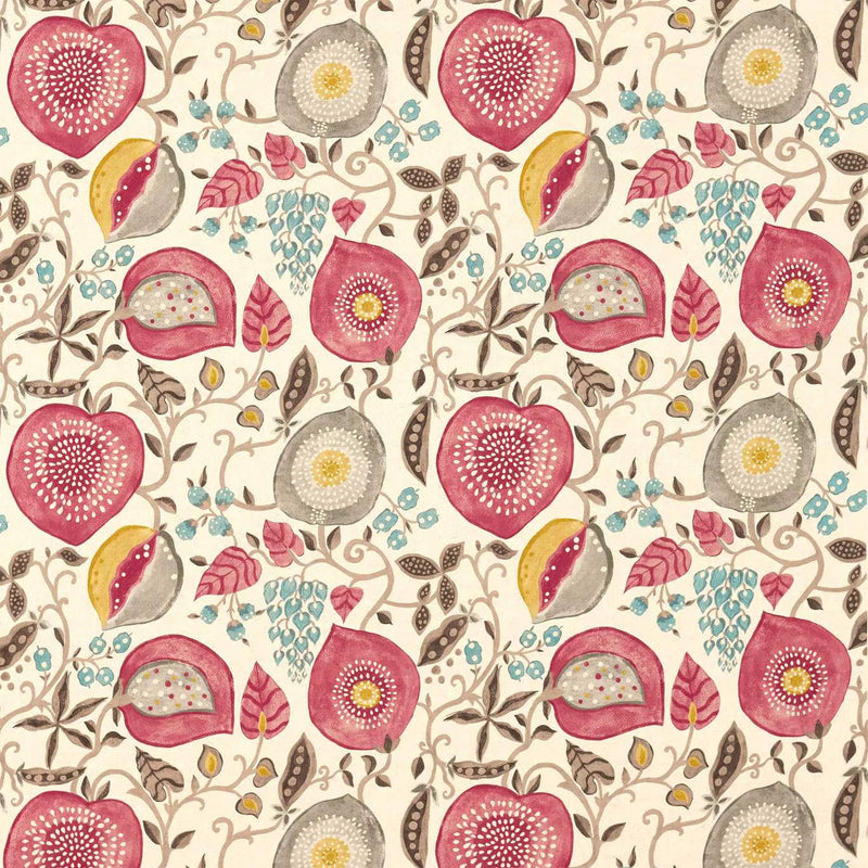 DSOH225357 Curios Peas & Pods Cherry/Linen Fabric by Sanderson