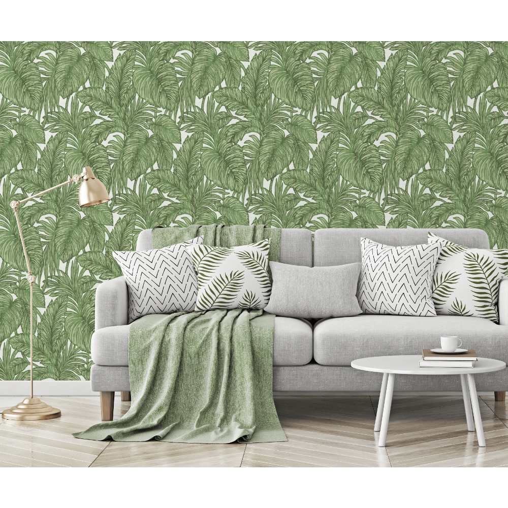 5410-07 Botanical Hacienda Leaf Green Wallpaper By Erismann