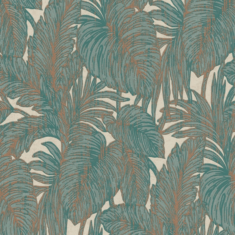 5410-19 Botanical Hacienda Leaf Teal Wallpaper By Erismann