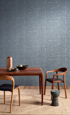 57543 Bojagi Essentials Costura Deep Indigo Wallpaper By Arte