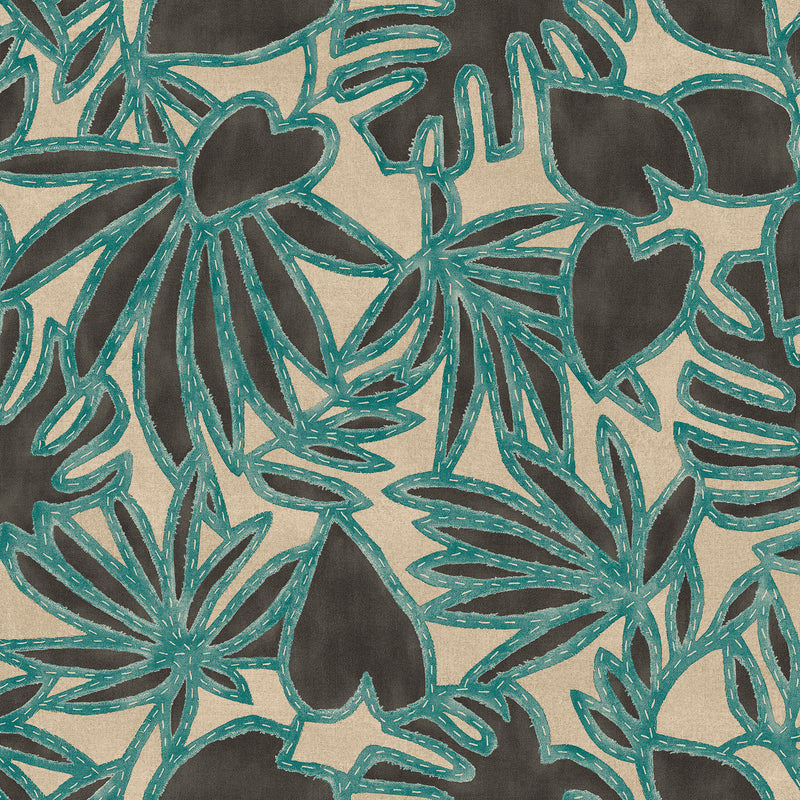 57581 Botanis Essentials Costura Nutmeg Teal Wallpaper By Arte