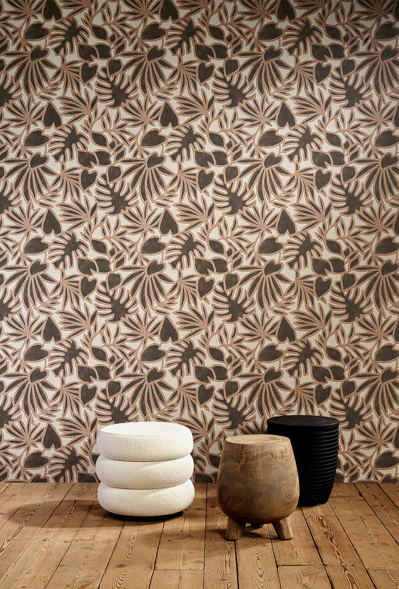 57583 Botanis Essentials Costura Toffee Cloth Wallpaper By Arte