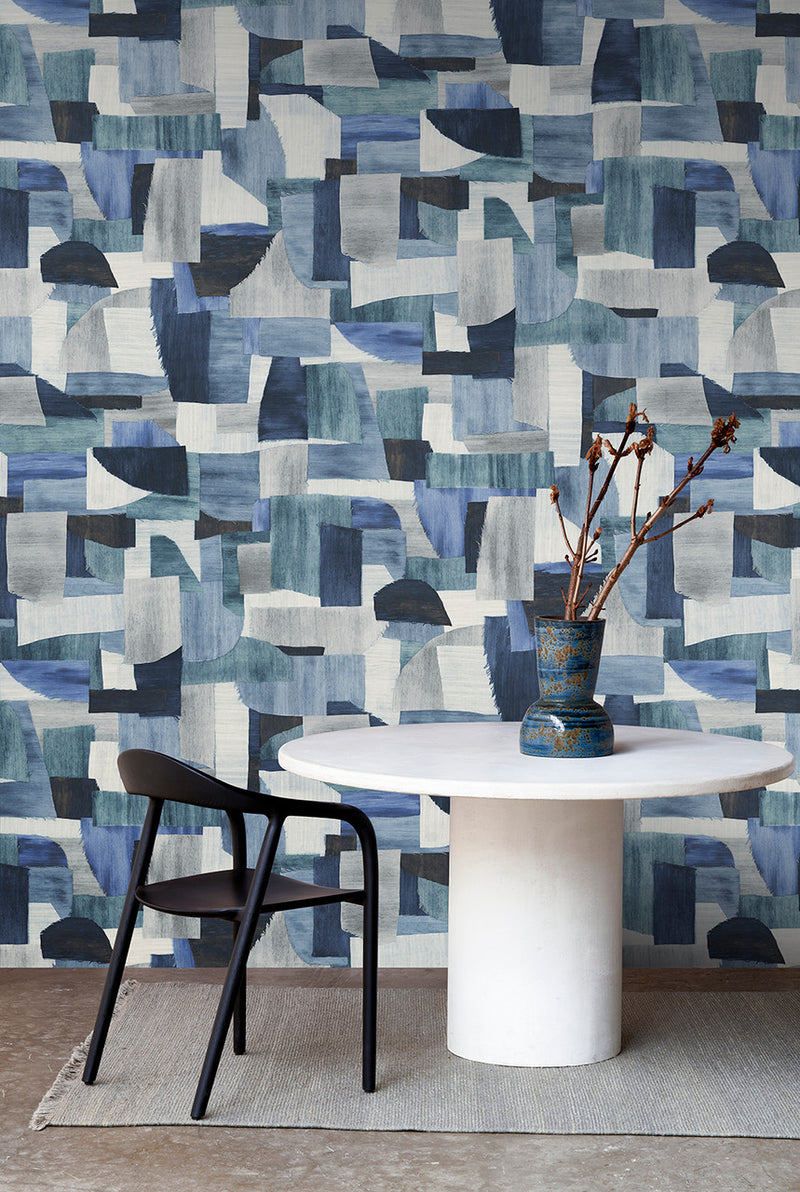 57604 Urban Essentials Costura Cobalt Wallpaper By Arte