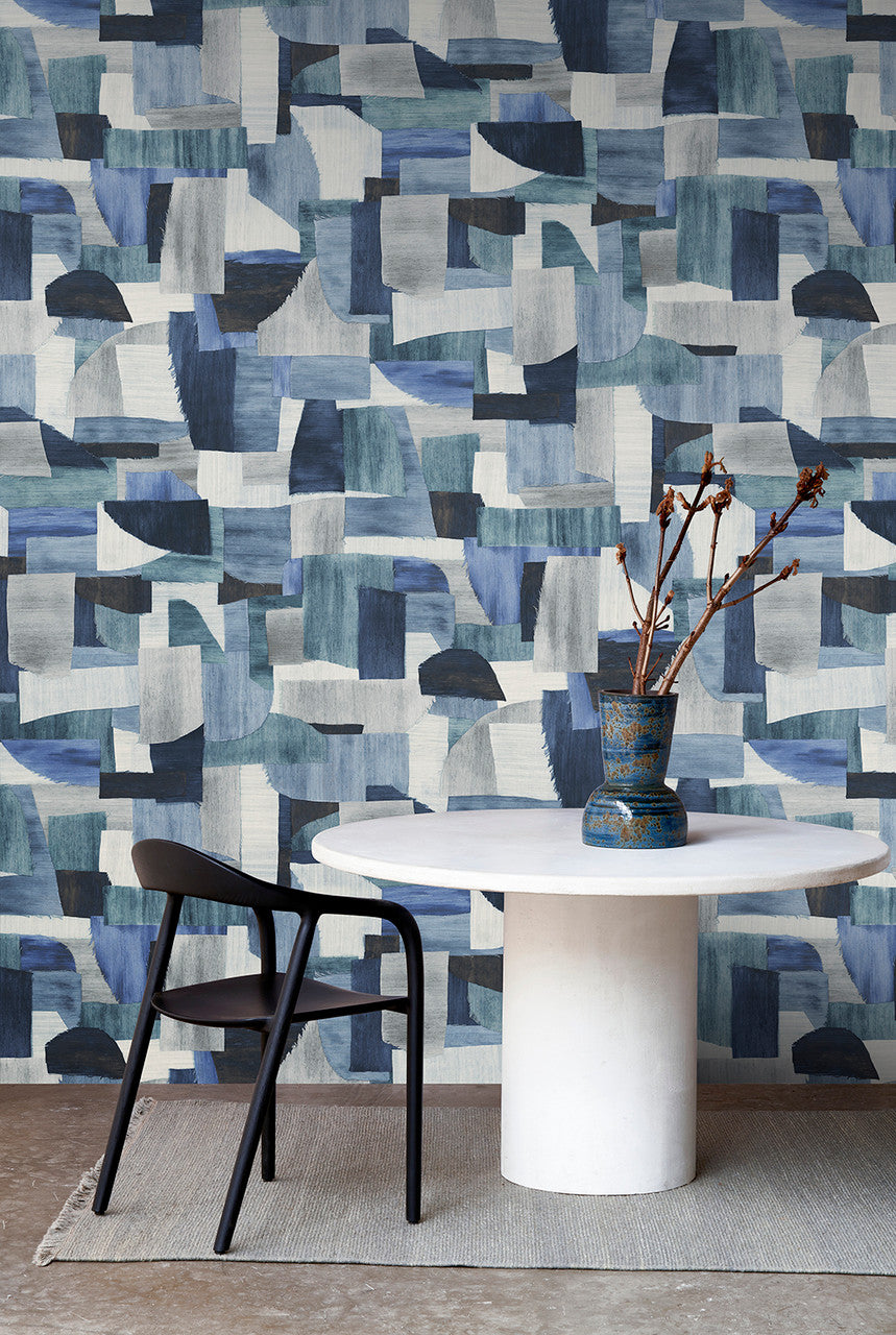 57604 Urban Essentials Costura Cobalt Wallpaper By Arte