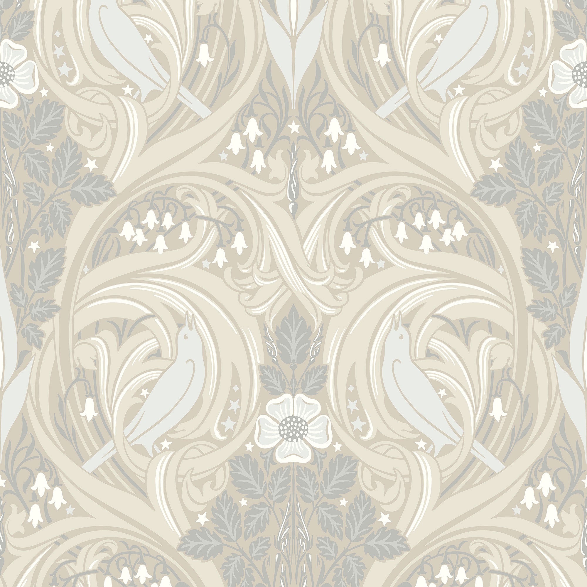 ET12205 Bird Scroll Arts and Crafts Wallpaper By Galerie