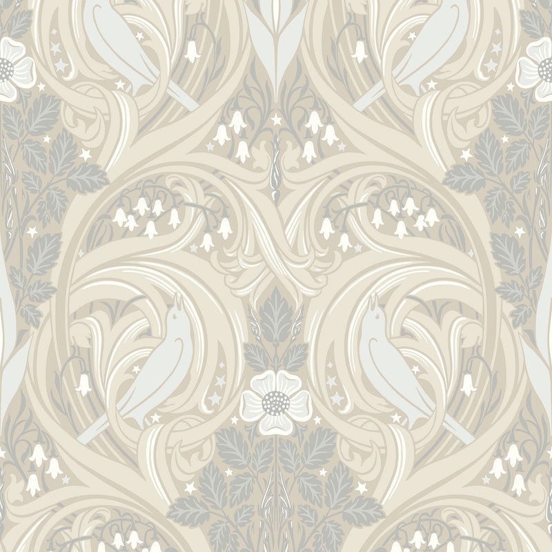 ET12205 Bird Scroll Arts and Crafts Wallpaper By Galerie