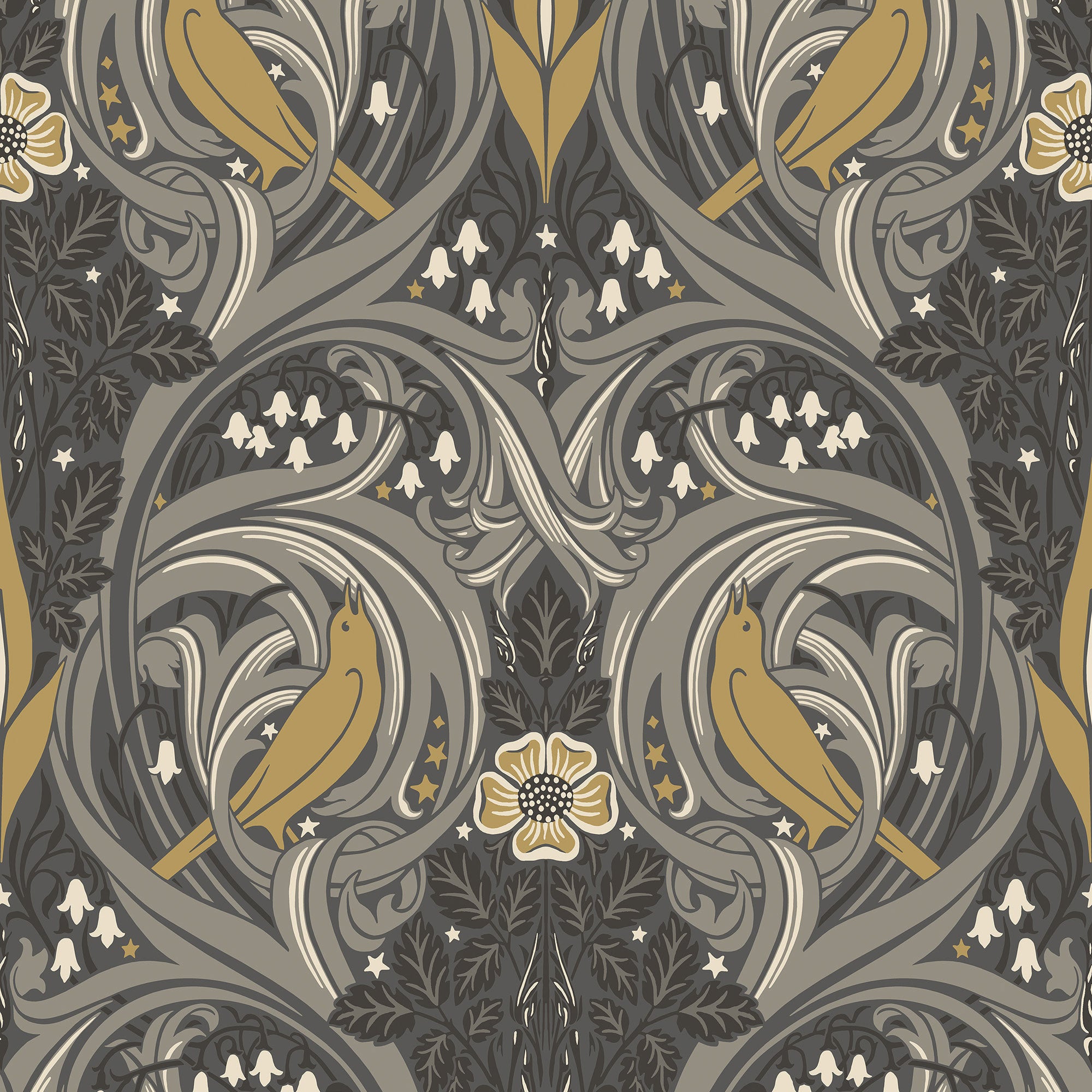 ET12208 Bird Scroll Arts and Crafts Wallpaper By Galerie