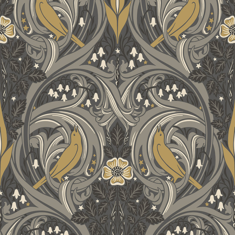 ET12208 Bird Scroll Arts and Crafts Wallpaper By Galerie