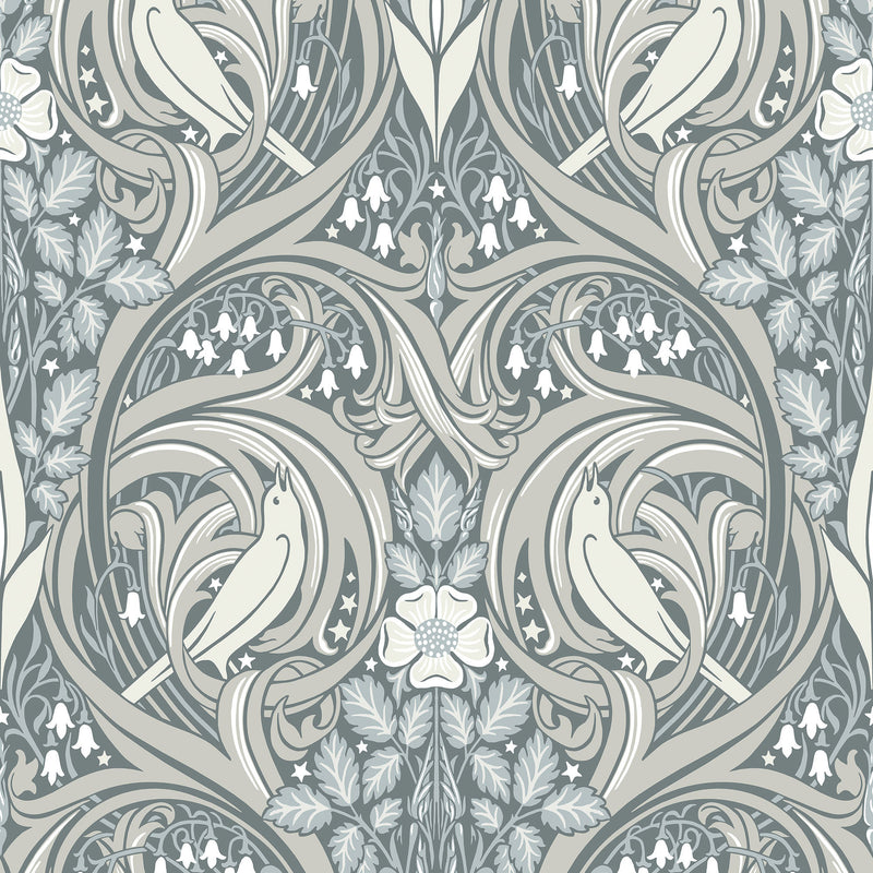 ET12210 Bird Scroll Arts and Crafts Wallpaper By Galerie