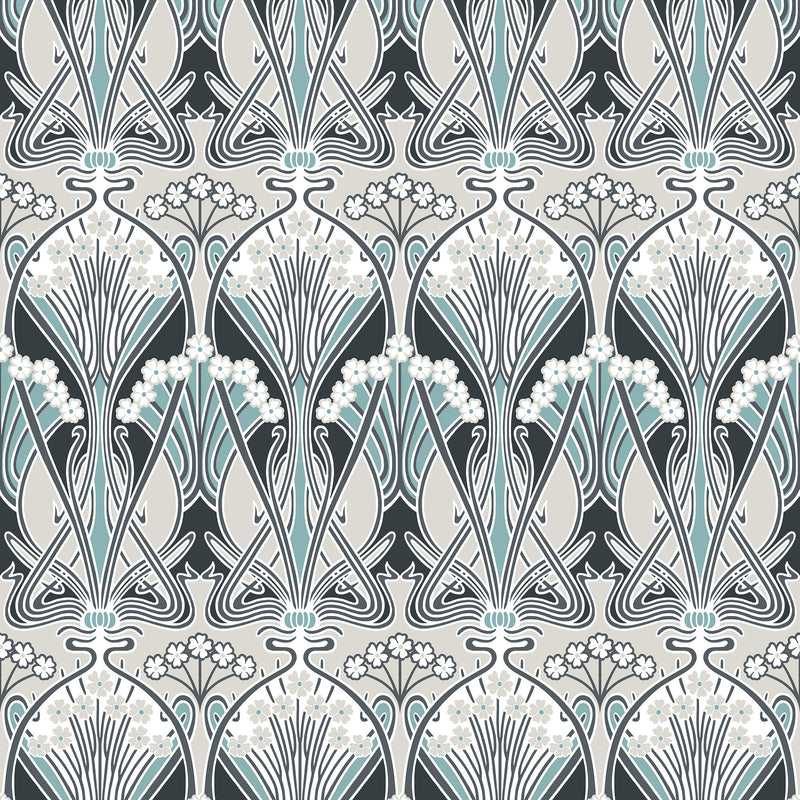 ET12404 Dragonfly Damask Arts and Crafts Wallpaper By Galerie