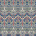 Dragonfly Damask Arts and Crafts Wallpaper By Galerie