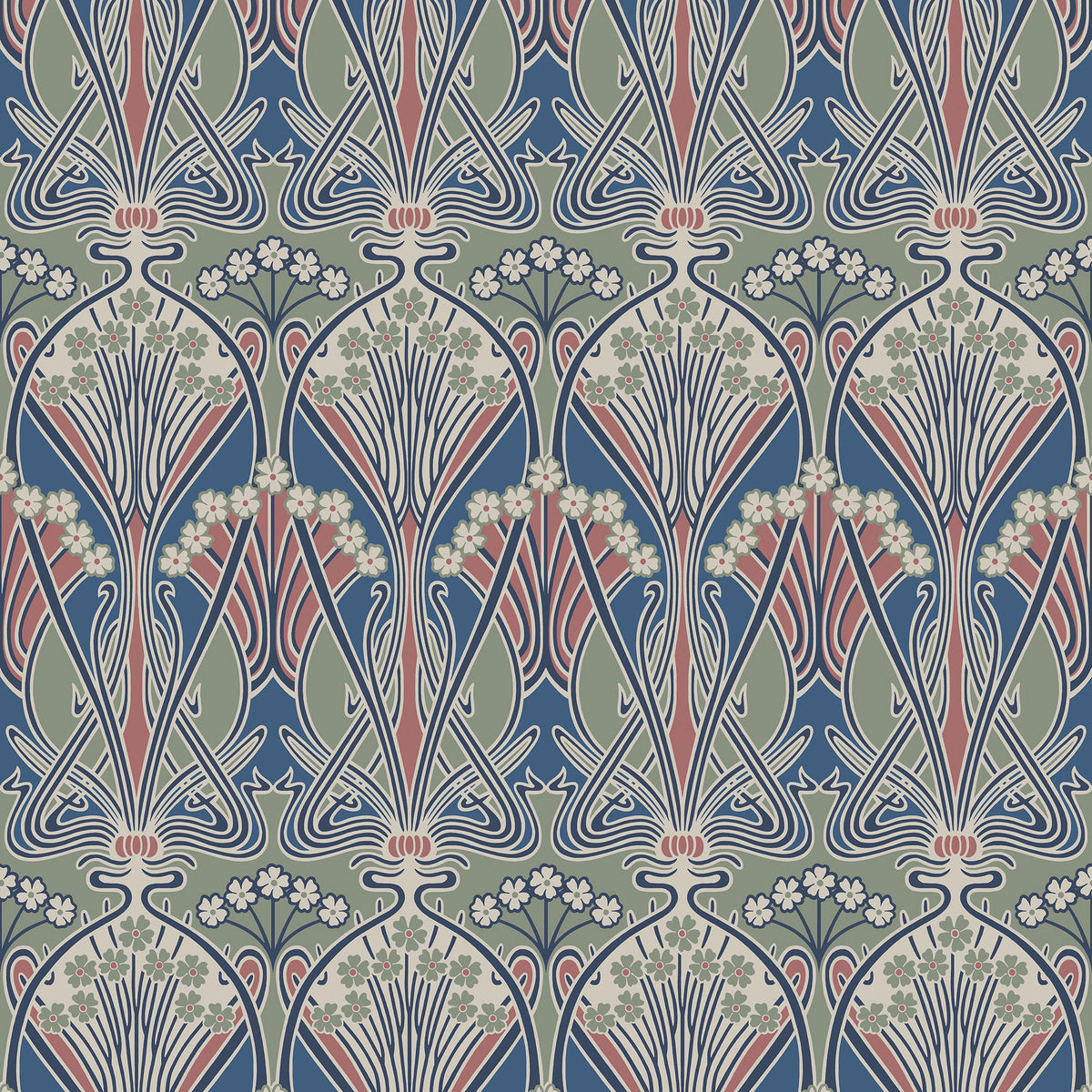 Dragonfly Damask Arts and Crafts Wallpaper By Galerie