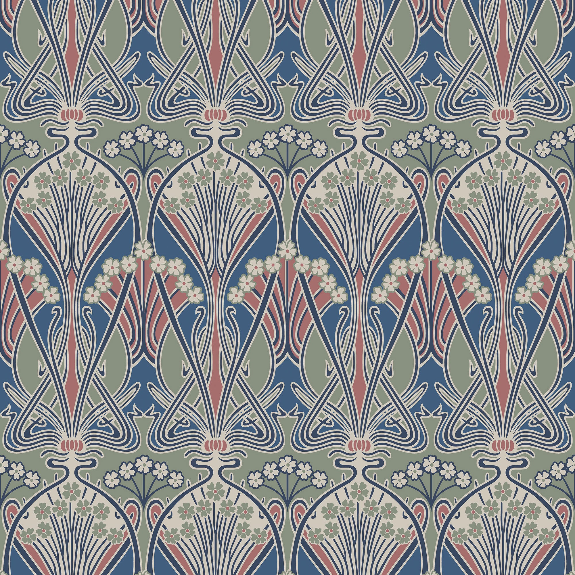 ET12412 Dragonfly Damask Arts and Crafts Wallpaper By Galerie