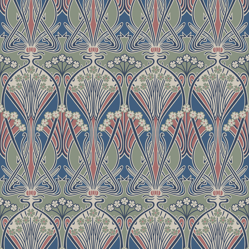 ET12412 Dragonfly Damask Arts and Crafts Wallpaper By Galerie