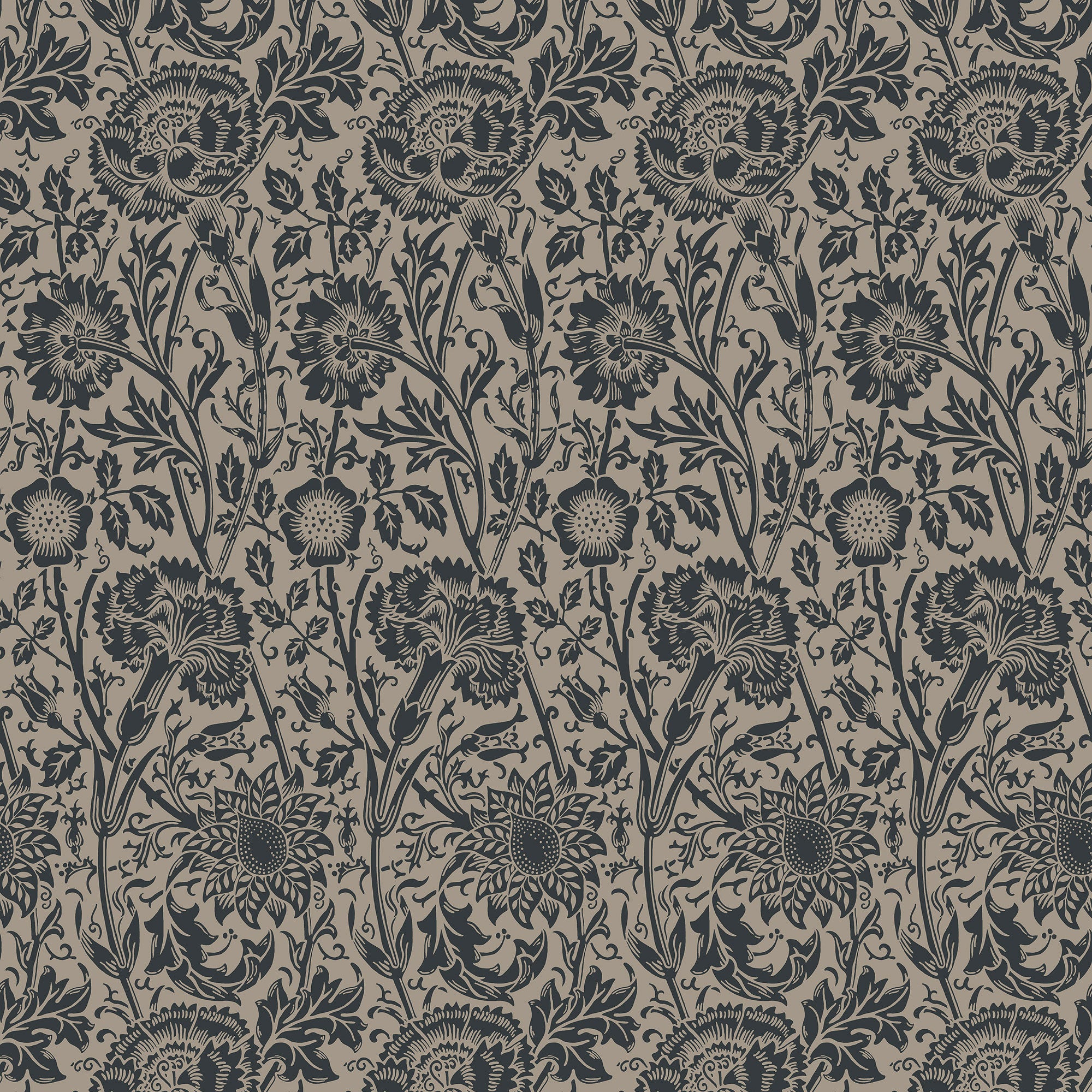 ET12518 Tonal Floral Trail Arts and Crafts Wallpaper By Galerie