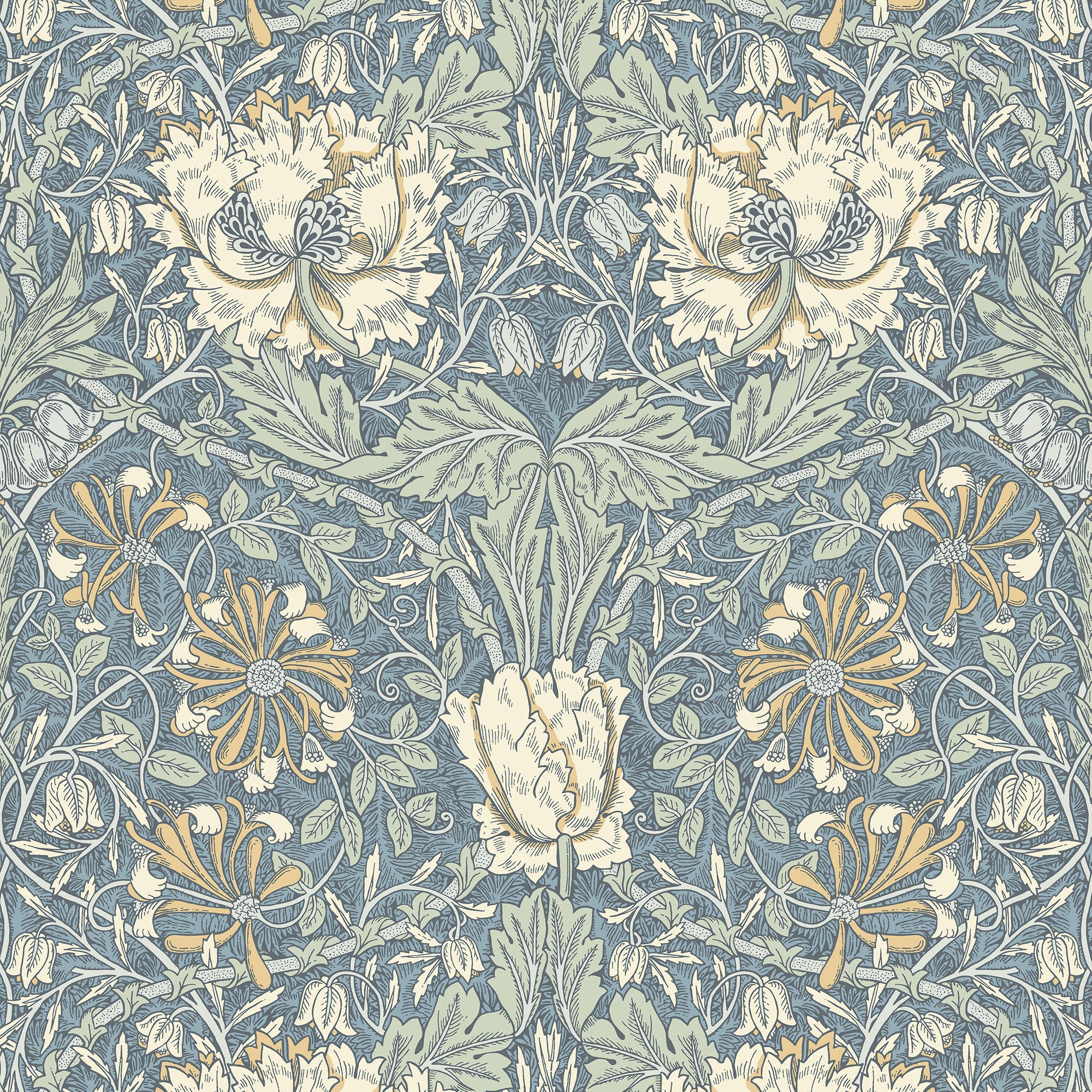 ET12602 Ogee Flora Arts and Crafts Wallpaper By Galerie