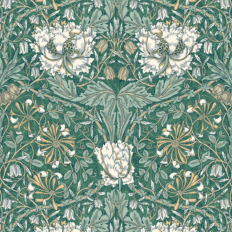 ET12604 Ogee Flora Arts and Crafts Wallpaper By Galerie