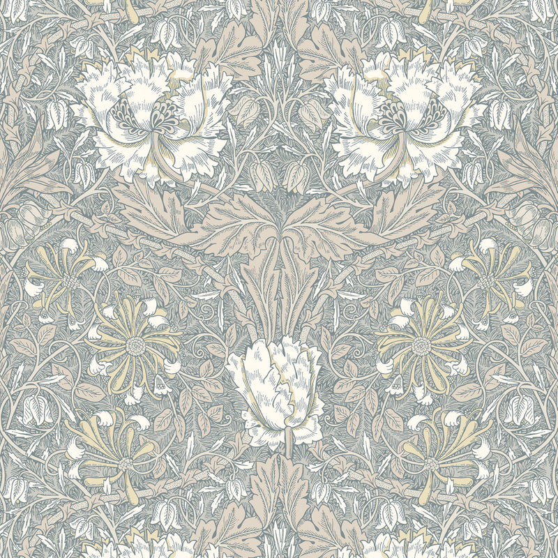 ET12607 Ogee Flora Arts and Crafts Wallpaper By Galerie