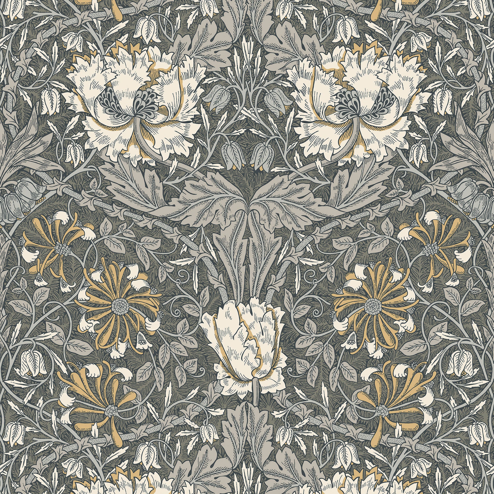 ET12608 Ogee Flora Arts and Crafts Wallpaper By Galerie