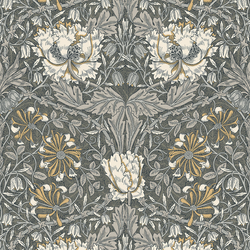 ET12608 Ogee Flora Arts and Crafts Wallpaper By Galerie