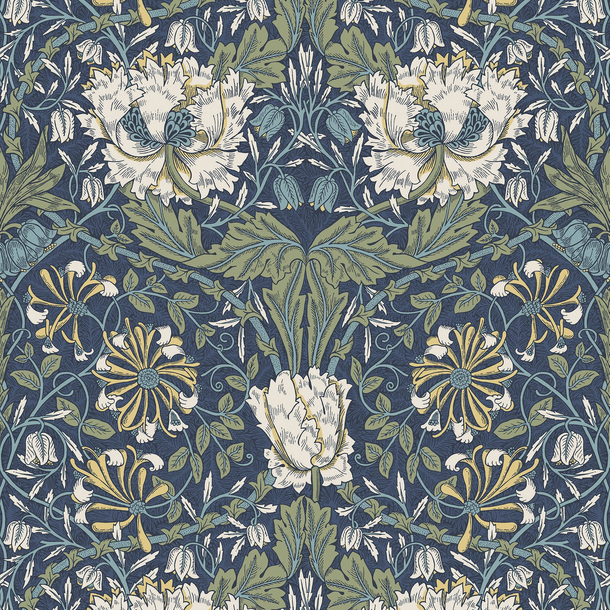 ET12612 Ogee Flora Arts and Crafts Wallpaper By Galerie