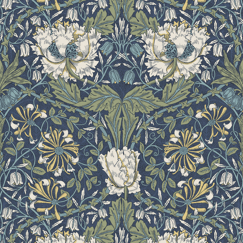 ET12612 Ogee Flora Arts and Crafts Wallpaper By Galerie
