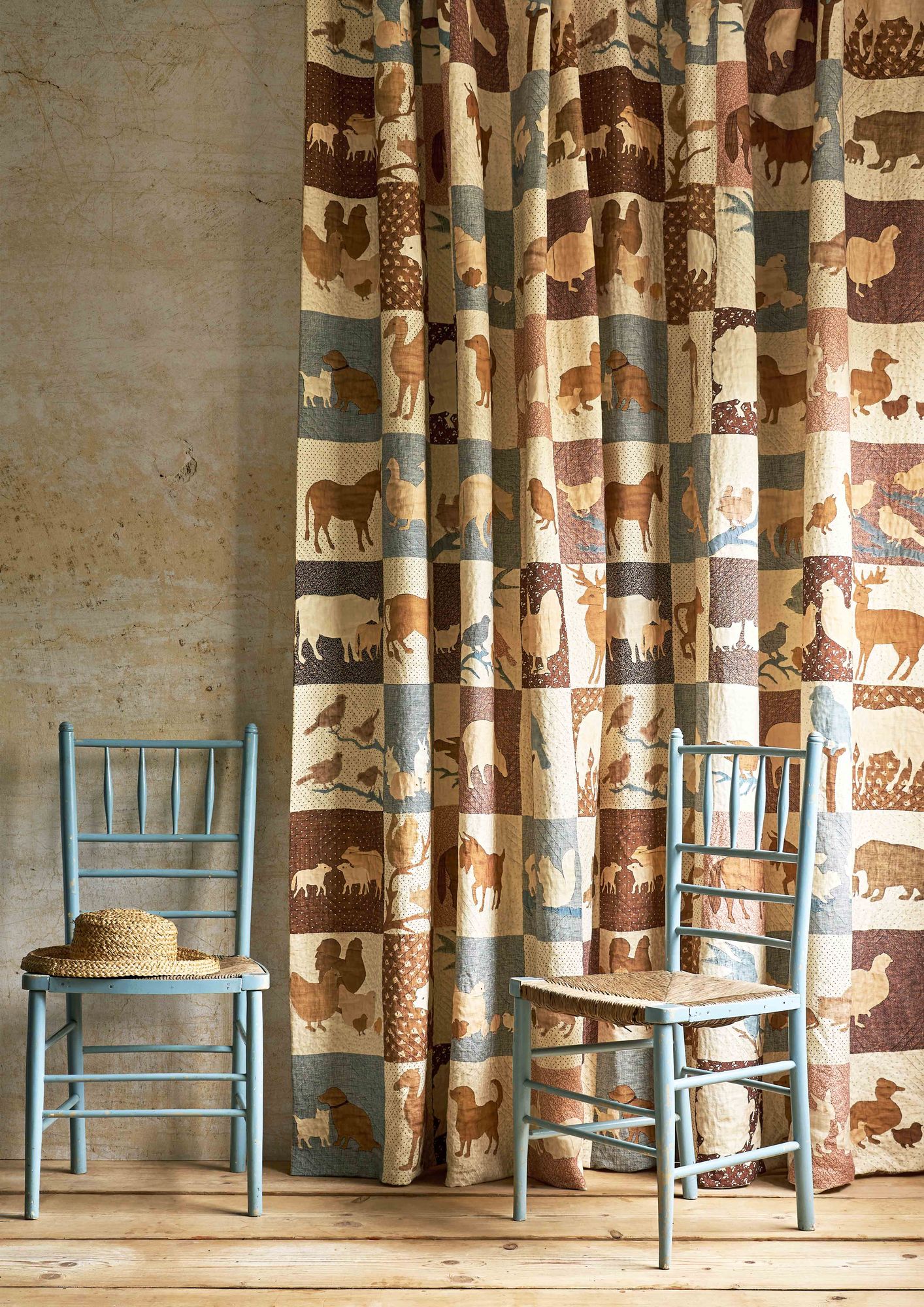 Farm Friends Document Patchwork Fabric by Lewis & Wood