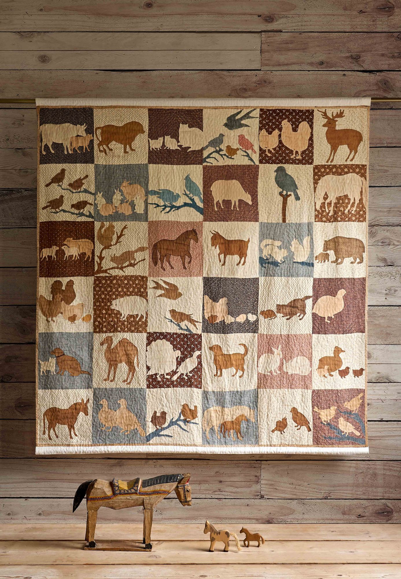Farm Friends Document Patchwork Fabric by Lewis & Wood