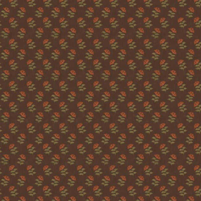 FG113/K74 Mulberry Sprig Print Club Espresso Wallpaper by Mulberry Home