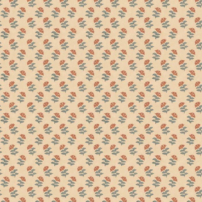 FG113/R11 Mulberry Sprig Print Club Teal Wallpaper by Mulberry Home