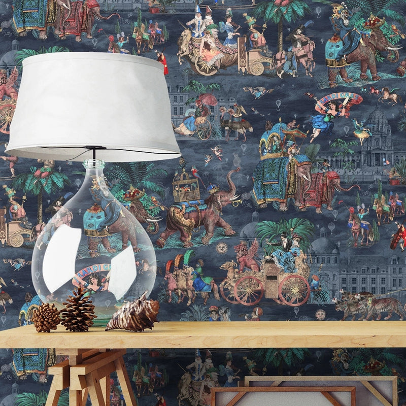 BMCF003/05A Fiesta Coral Midnight Wallpaper by Brand McKenzie