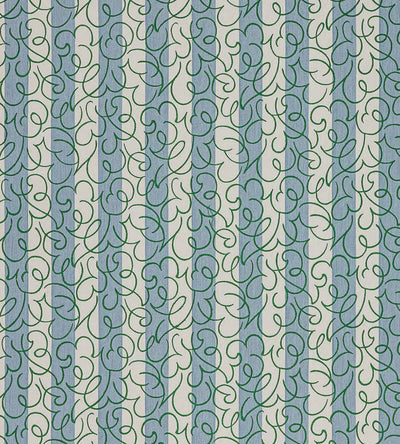 Flo Stripe Mist / Jade Pomona Fabric by Scion