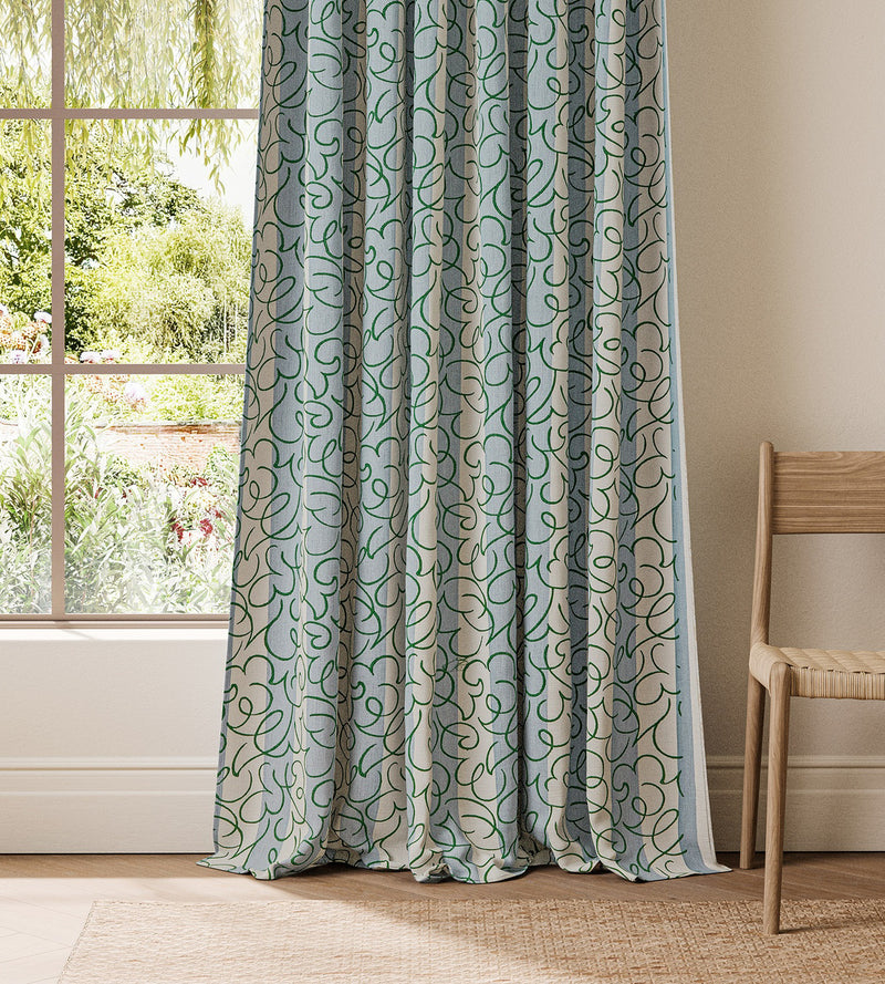 NPOF134846 Flo Stripe Mist / Jade Pomona Fabric by Scion