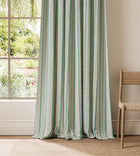 NPOF121374 Fondant Stripe Kelly Green / Cornflower Pomona Fabric by Scion