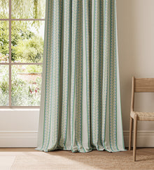 NPOF121374 Fondant Stripe Kelly Green / Cornflower Pomona Fabric by Scion