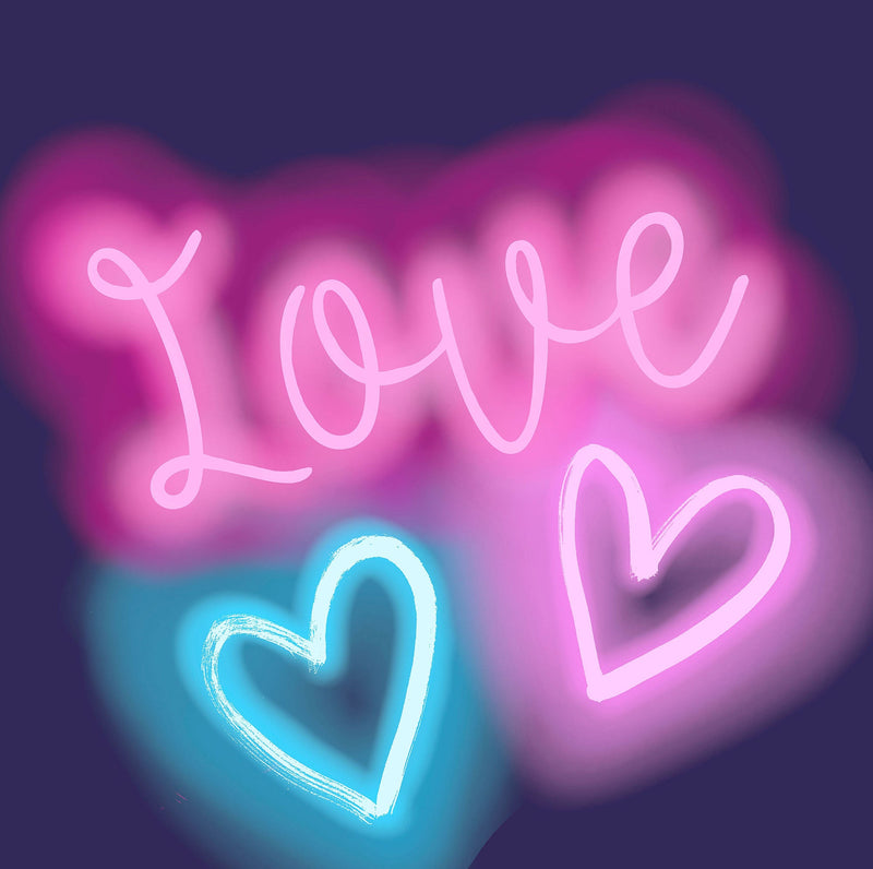 Neon Love Mural Pink Kids and Teens Mural by Galerie