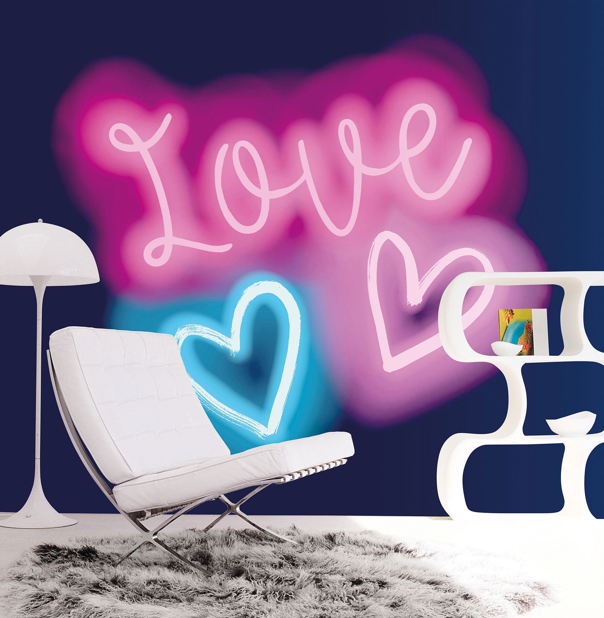 Neon Love Mural Pink Kids and Teens Mural by Galerie