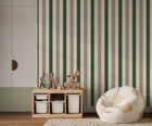 2 Colour Awning Stripe Green Kids and Teens Wallpaper by Galerie