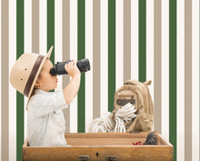 2 Colour Awning Stripe Green Kids and Teens Wallpaper by Galerie
