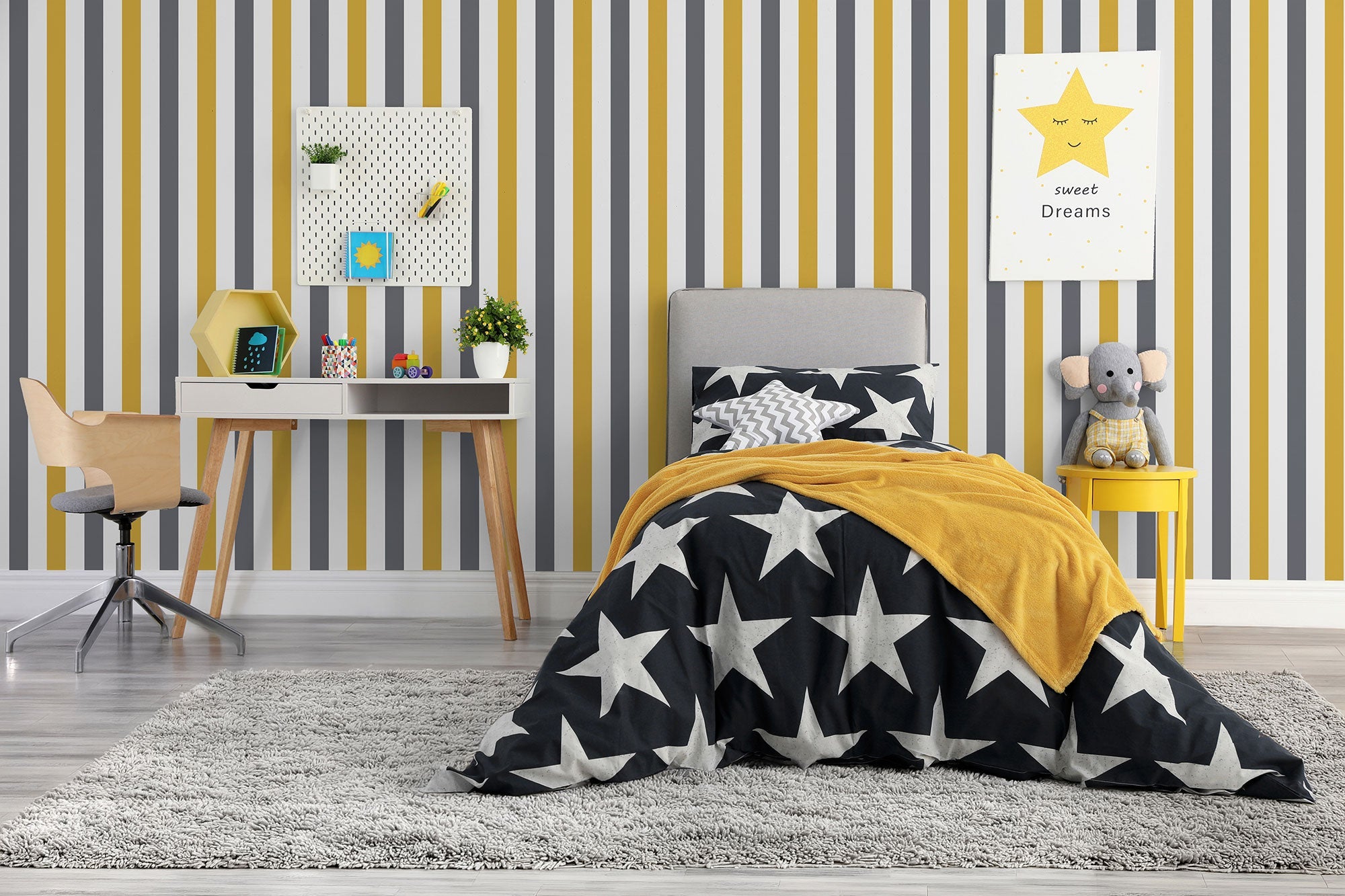 2 Colour Awning Stripe Yellow Kids and Teens Wallpaper by Galerie