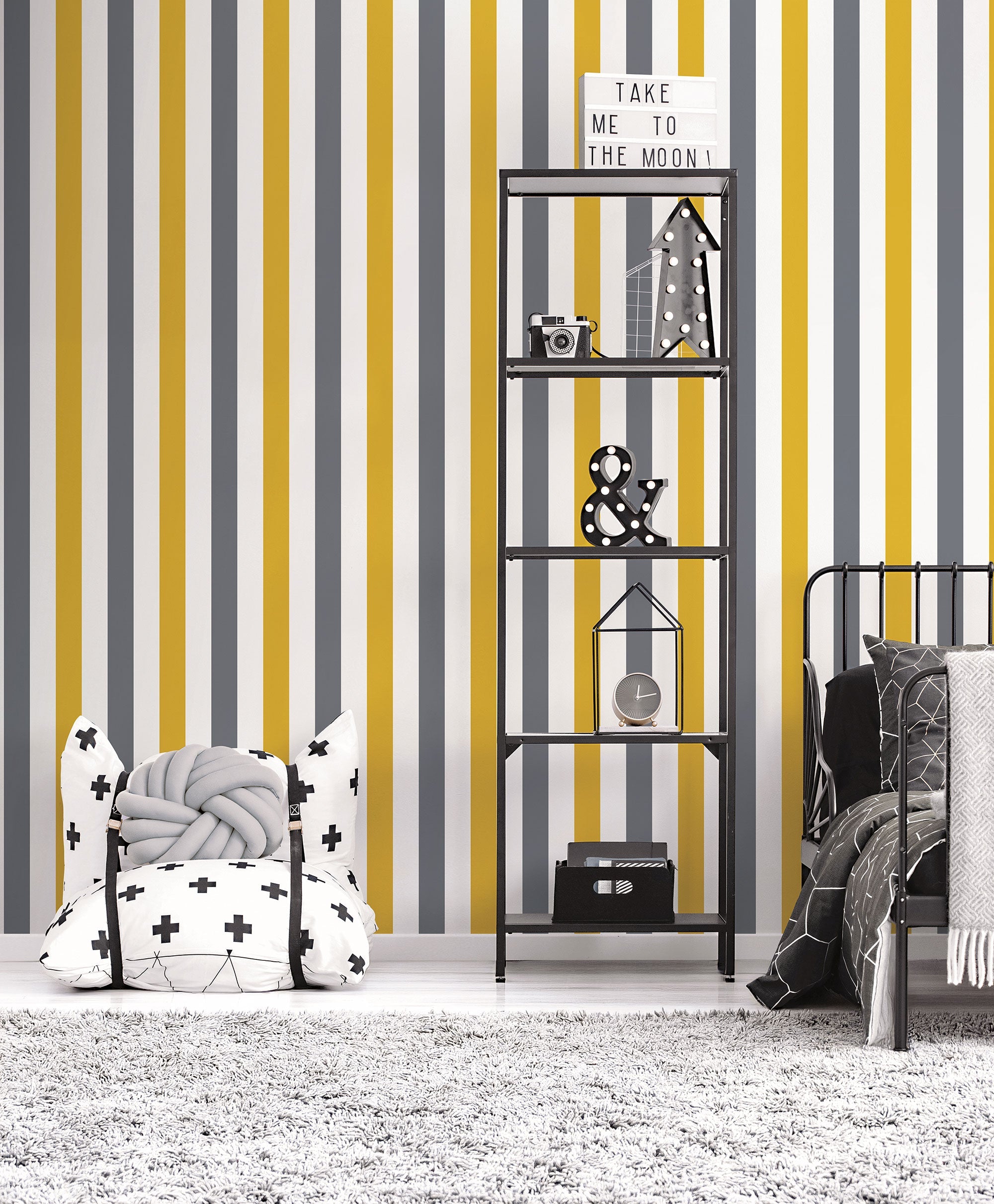 2 Colour Awning Stripe Yellow Kids and Teens Wallpaper by Galerie