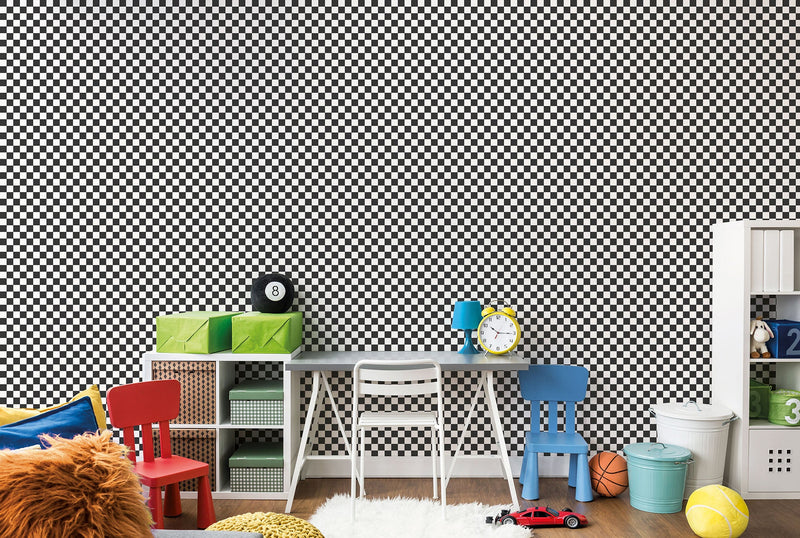 Check Black Kids and Teens Wallpaper by Galerie