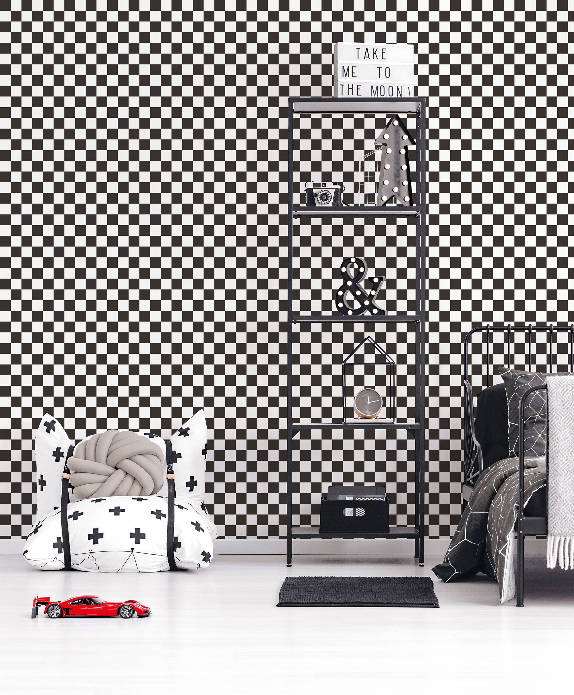 Check Black Kids and Teens Wallpaper by Galerie