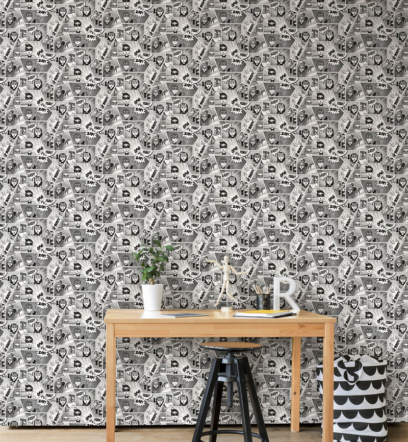 Comics Silver Grey Kids and Teens Wallpaper by Galerie